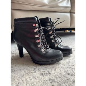 RALPH LAUREN Darby Leather Black Heeled Bootie